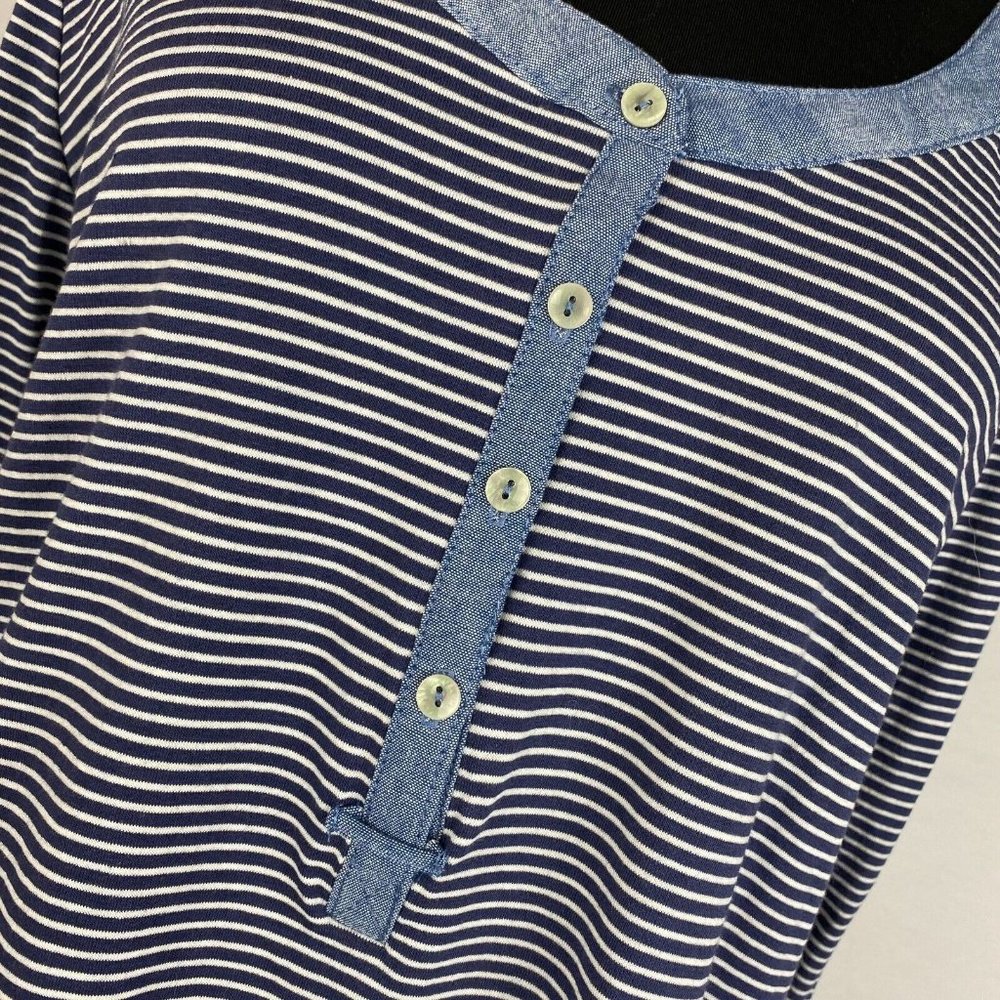 Thyme And Honey L Striped Partial Button Front He… - image 4